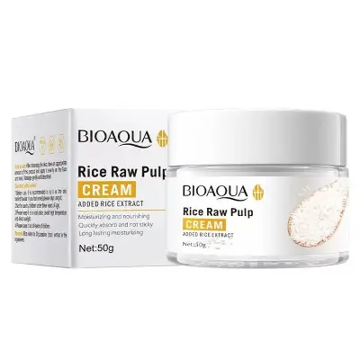 Picture of BIOAQUA rice raw pulp cream facial skin moisturizing smoothing nourishing oil controlling large pores treating rice milk cream-50gm