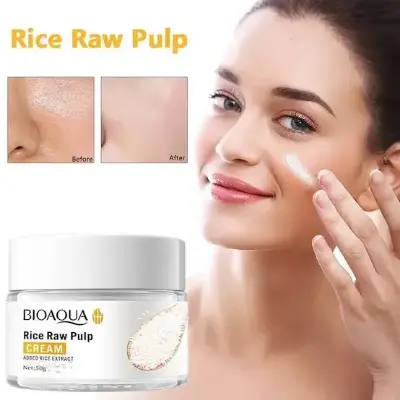 Picture of BIOAQUA rice raw pulp cream facial skin moisturizing smoothing nourishing oil controlling large pores treating rice milk cream-50gm