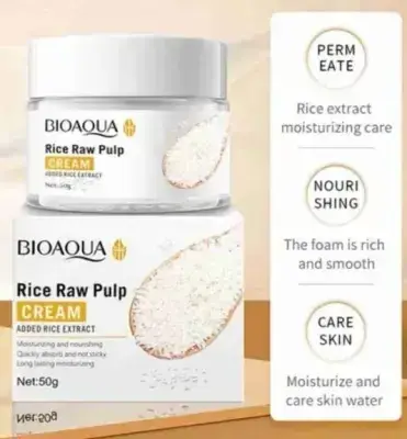 Picture of BIOAQUA rice raw pulp cream facial skin moisturizing smoothing nourishing oil controlling large pores treating rice milk cream-50gm