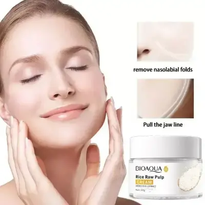 Picture of BIOAQUA rice raw pulp cream facial skin moisturizing smoothing nourishing oil controlling large pores treating rice milk cream-50gm