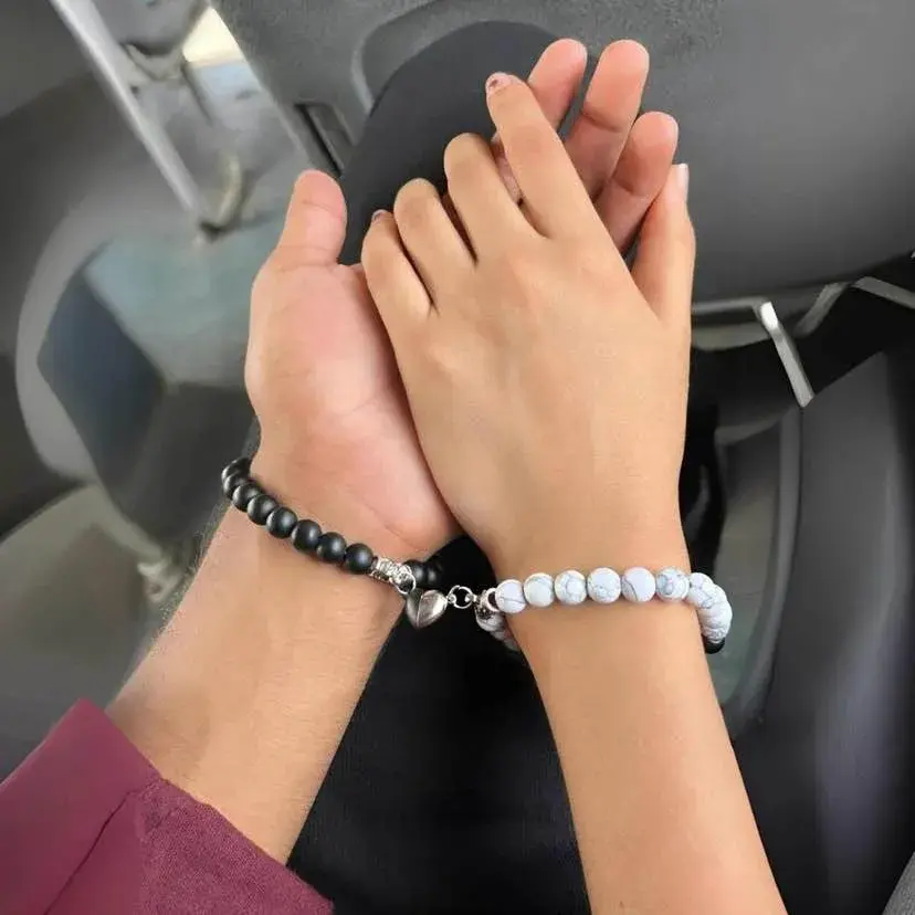 Picture of Couple Magnetic Heart Charm Bracelet - Stylish Matching Jewelry