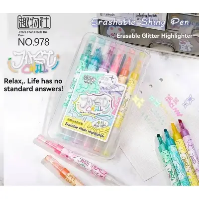 Picture of Kawaii Erasable Glitter Highlighter Pen 6 Colors