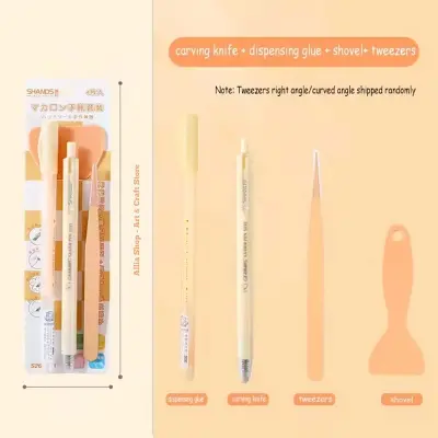Picture of 4 Pcs DIY Handmade Kawaii Stationery Set Creative Dot Glue Pen Carving Knife