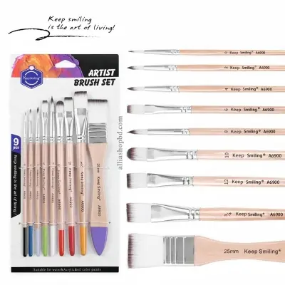 Picture of Keep Smiling Artist Nylon Hair Brush 10pcs Set