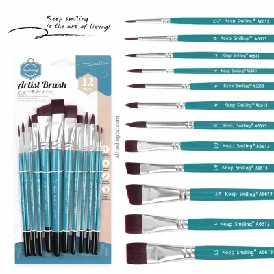 Picture of Keep Smiling Artist Nylon Hair Brush 12pcs Set