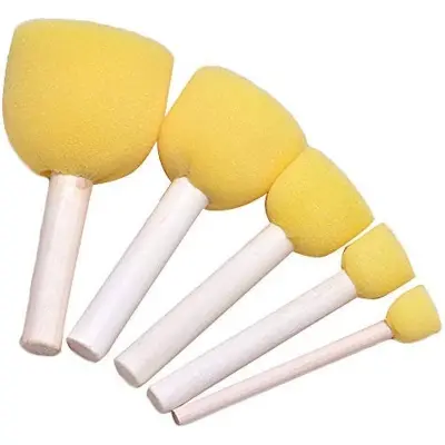 Picture of 5 Pcs Round Stencil Sponge Dabber Wooden Handle Foam Brush