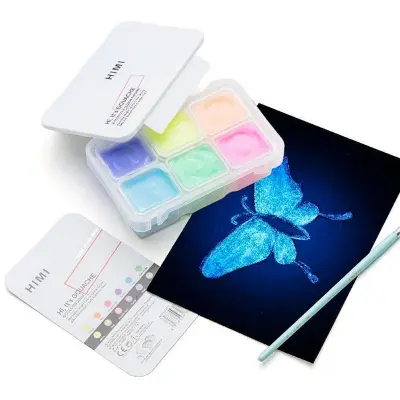 Picture of HIMI Bright Color Glow In The Dark Gouache Paint Set (23ml) - 6 Colors
