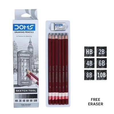 Picture of DOMS HB, 2B, 4B, 6B, 8B, 10B Drawing Pencil Set