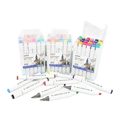 Picture of Odemei 24 Colors Art Markers Set, Dual Tips Permanent Artist Coloring Drawing Markers Pen