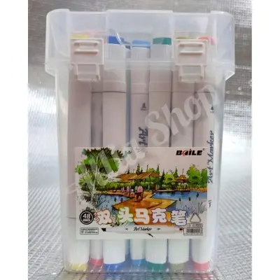 Picture of Baile 48 Colors Art Markers Set, Dual Tips Permanent Artist Coloring Drawing Markers Pen