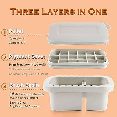 Picture of Multifunctional 3 in 1 Painting Brush Washer Bucket with Palette Art Watercolor Oil Brush Color Box Acrylic Paint Cleaning Set
