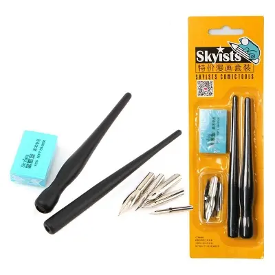 Picture of Outgeek 8PCS Dip Pen Set Comic Art Dip Pens Drawing Dip Pens with Nib Holder Nib Eraser