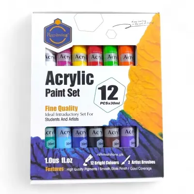 Picture of Keep-Smiling For Students & Artists Acrylic Paint Set 12 Bright Colors, 30ml