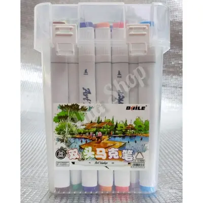 Picture of Baile 36 Colors Art Markers Set, Dual Tips Permanent Artist Coloring Drawing Markers Pen
