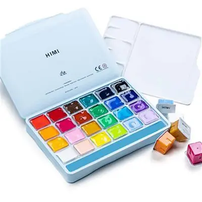 Picture of HIMI Gouache Paint Set Jelly Cup (30ml) – 24 Colors (Ice Blue Box)
