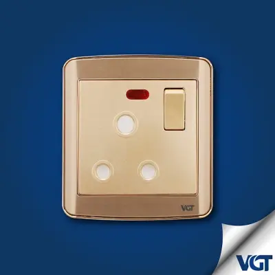Picture of VGTEC  3 Pin Round Socket with switch (Golden series) 