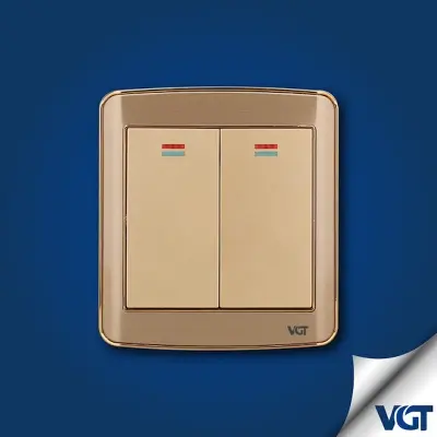 Picture of VGTEC  2 gang 1 way switch (Golden series) 