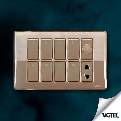 Picture of VGTEC  8 Gang switch with fan dimmer & 2 pin socket (Platinum series)