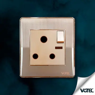 Picture of VGTEC  3 Pin round socket with switch  (Platinum series)