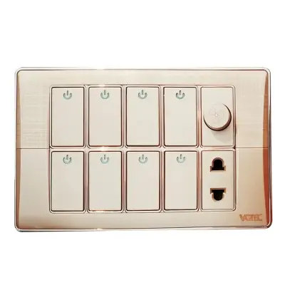 Picture of VGTEC  8 Gang switch with fan dimmer & 2 pin socket (Platinum series)