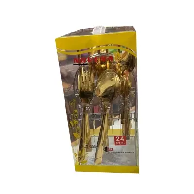 Picture of NOVENA ( GOLDEN CUTLERY SET ) ( 24 PIECE SET ) ( STAINLESS STEEL SET WITH STAND