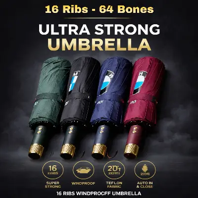 Picture of 16 Ribs 64 Bones Heavy Duty Windproof Umbrella | Large Auto Open Umbrella for Men & Women | Rain & Sun Protection |