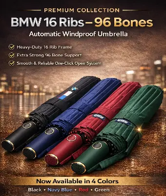 Picture of BMW 16 Ribs 96 Bones Windproof Auto Umbrella – Large Folding Rain Umbrella for Men Women