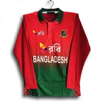 Picture of Bangladesh T 20 Cricket Jersey For Men - Long Sleeve Collar Polo Jersey - Bangladesh Cricket Jersey 2026