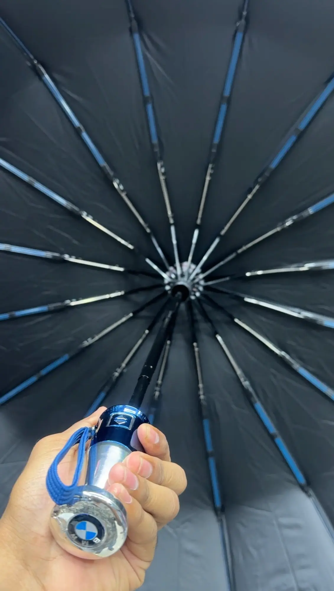 Picture of BMW Premium 16 Ribs Foldable Umbrella for Men & Women – Windproof, Leakproof, Strong Metal Frame, Compact Travel Rain Umbrella