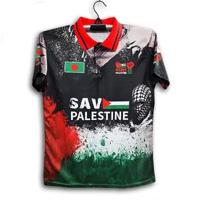 Picture of Save Palestine Thai Premium Jersey For Man - Half Sleeve collar Polo T Shirt - Palestine Jersey 2026/27