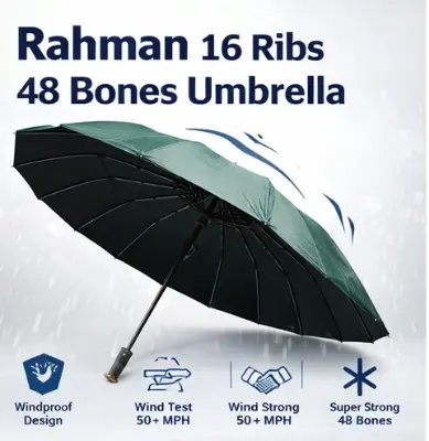 Picture of Rahman 16 Ribs 48 Bones Strong Windproof Umbrella for Men & Women | Heavy Duty Folding Rain Umbrella | Premium Durable Storm Resistant Travel Umbrella