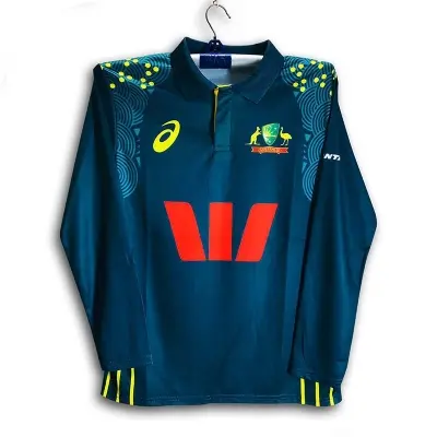 Picture of Australia Full Sleeve Collar Polo Cricket Jersey For Man - Long Sleeve Polo - Australia Cricket Jersey 2026