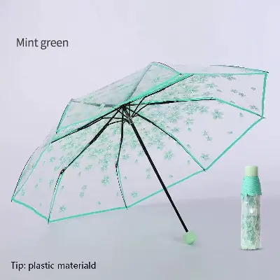 Picture of Transparent Cherry Blossom Folding Umbrella for Women – Cute Portable Gift Umbrella with Floral Design, Lightweight Windproof Rain Umbrella