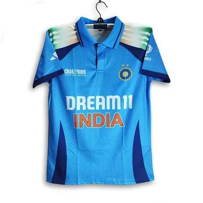 Picture of India Champions Trophy Premium Jersey For Man - Half Sleeve Collar Polo T Shirt - India Cricket Jersey 2026/27