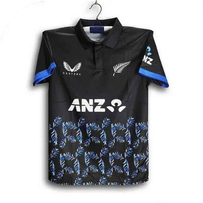Picture of New Zealand Premium Cricket Jersey For Man - Half Sleeve Cricket Collar Polo Jersey - New Zealand Cricket Jersey 2026