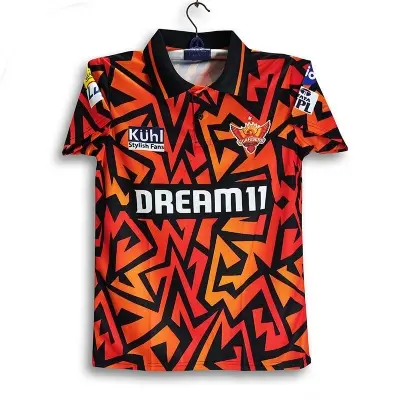 Picture of SunRisers Hyderabad Premium Cricket Jersey For Men - SRH Half Sleeve Collar Polo IPL Jersey - Hyderabad Jersey 2026