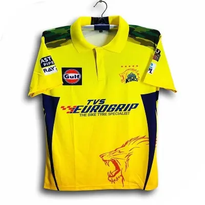 Picture of Chennai Super King Short Sleeve Polo Cricket Jersey For Men - IPL CSK Half Sleeve Collar T Shirt - Chennai Jersey 2025