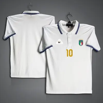 Picture of Italy 10 Football Jersey For Men - Half Sleeve Collar Polo t shirt - Italy 10 Jersey