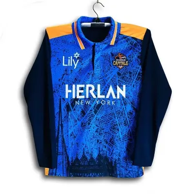Picture of Dhaka Capaitals Full Sleeve Polo Cricket Jersey For Men - BPL Long Sleeve Collar Polo Jersey - Dhaka Jersey 2026