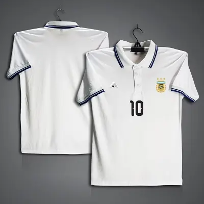 Picture of Argentina 10 Football Jersey For Men - Half Sleeve Collar Polo t shirt - Argentina Jersey