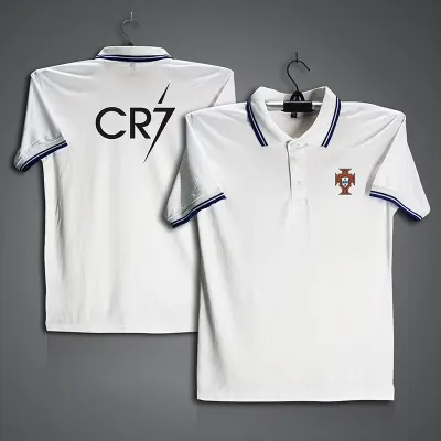 Picture of Portugal CR7 Football Jersey For Men - Half Sleeve Collar Polo t shirt - Portugal CR7 Jersey