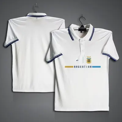 Picture of Argentina Football Jersey For Men - Half Sleeve Collar Polo t shirt - Argentina Jersey
