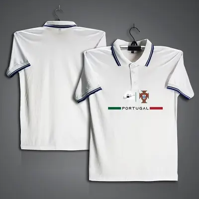 Picture of Portugal Football Jersey For Men - Half Sleeve Collar Polo t shirt - Portugal Jersey