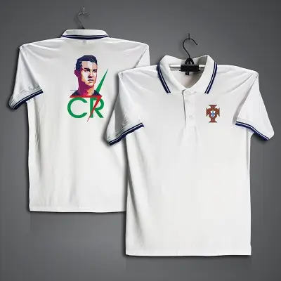 Picture of Portugal CR7 Football Jersey For Men - Half Sleeve Collar Polo t shirt - Portugal CR7 Jersey