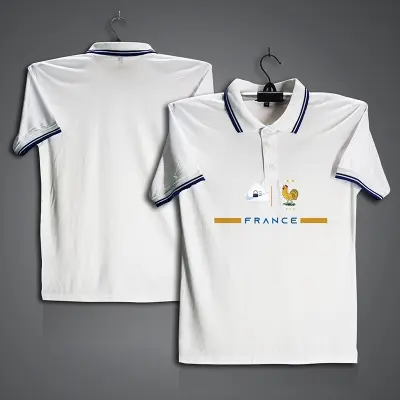 Picture of France Football Jersey For Men - Half Sleeve Collar Polo t shirt - France Jersey