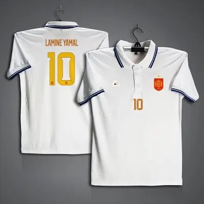 Picture of Spain Lamine Yamal 10 Football Jersey For Men - Half Sleeve Collar Polo t shirt - Spain Lamine Yamal 10 Jersey