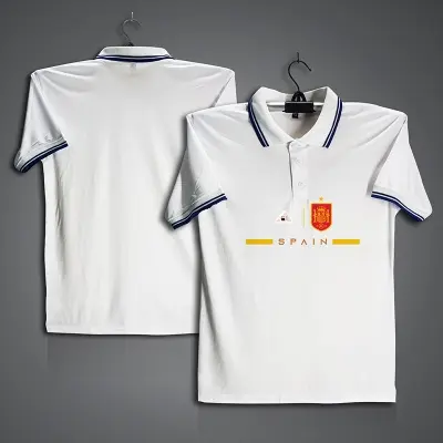 Picture of Spain Football Jersey For Men - Half Sleeve Collar Polo t shirt - Spain Jerse