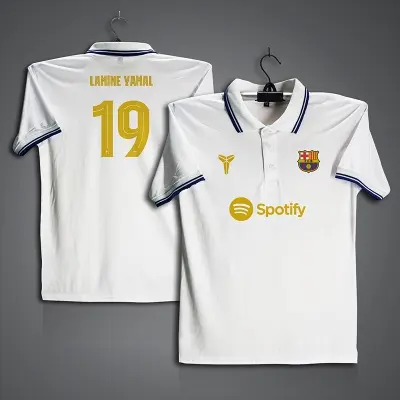 Picture of Barcelona Lamine Yamal 19 Football Jersey For Men - Half Sleeve Collar Polo t shirt - Barcelona Fan Jersey
