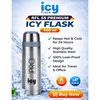 Picture of RFL SS Premium Icy Flask 500ml – Stainless Steel Vacuum Insulated Bottle | Keeps Hot & Cold Drinks Fresh Longer | Leak-Proof & Durable Travel Flask