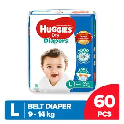 Picture of Huggies Large Belt System Baby Diaper, Made in Malaysia